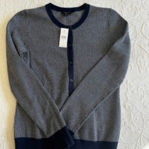 Navy Blue/White J.Crew Cardigan Sweater